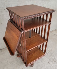 Arts & Crafts / Mission Oak Revolving Bookcase with Adjustable Book Display