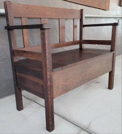 Antique Hall Bench Mission Oak by Lifetime Furniture. Circa. 1910