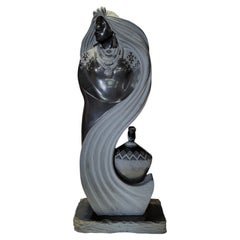 Navajo / Pueblo Carved Stone Sculpture of Woman by Gregory Johnson