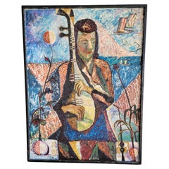 Expressionist Figurative Painting by Peter Lowe Stringed Instrument