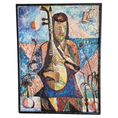 Expressionist Figurative Painting by Peter Lowe Stringed Instrument