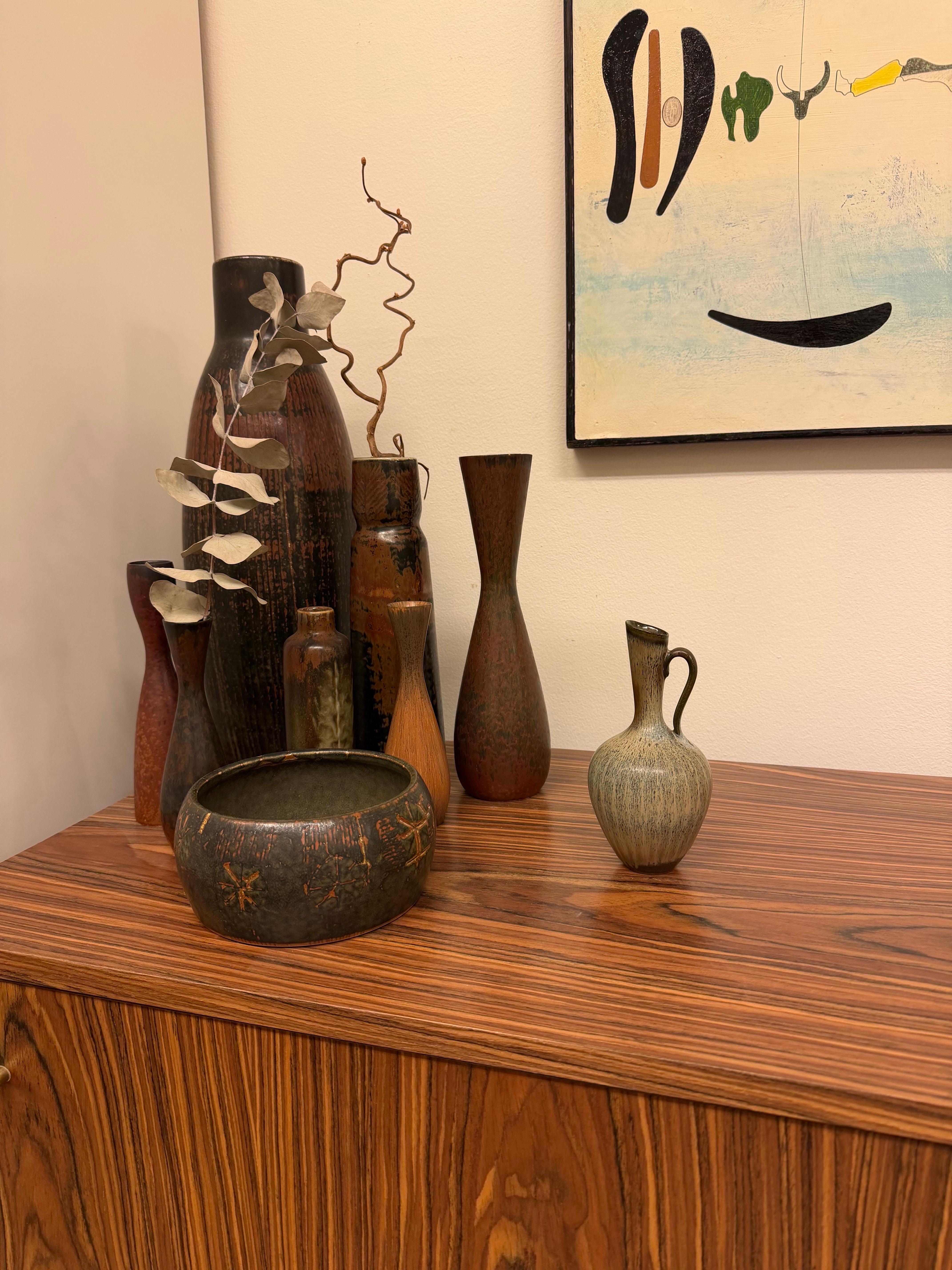 Grès porcellanato Vaso in ceramica grigio maculato - Gunnar Nylund - Rörstrand - Metà del XX secolo in vendita