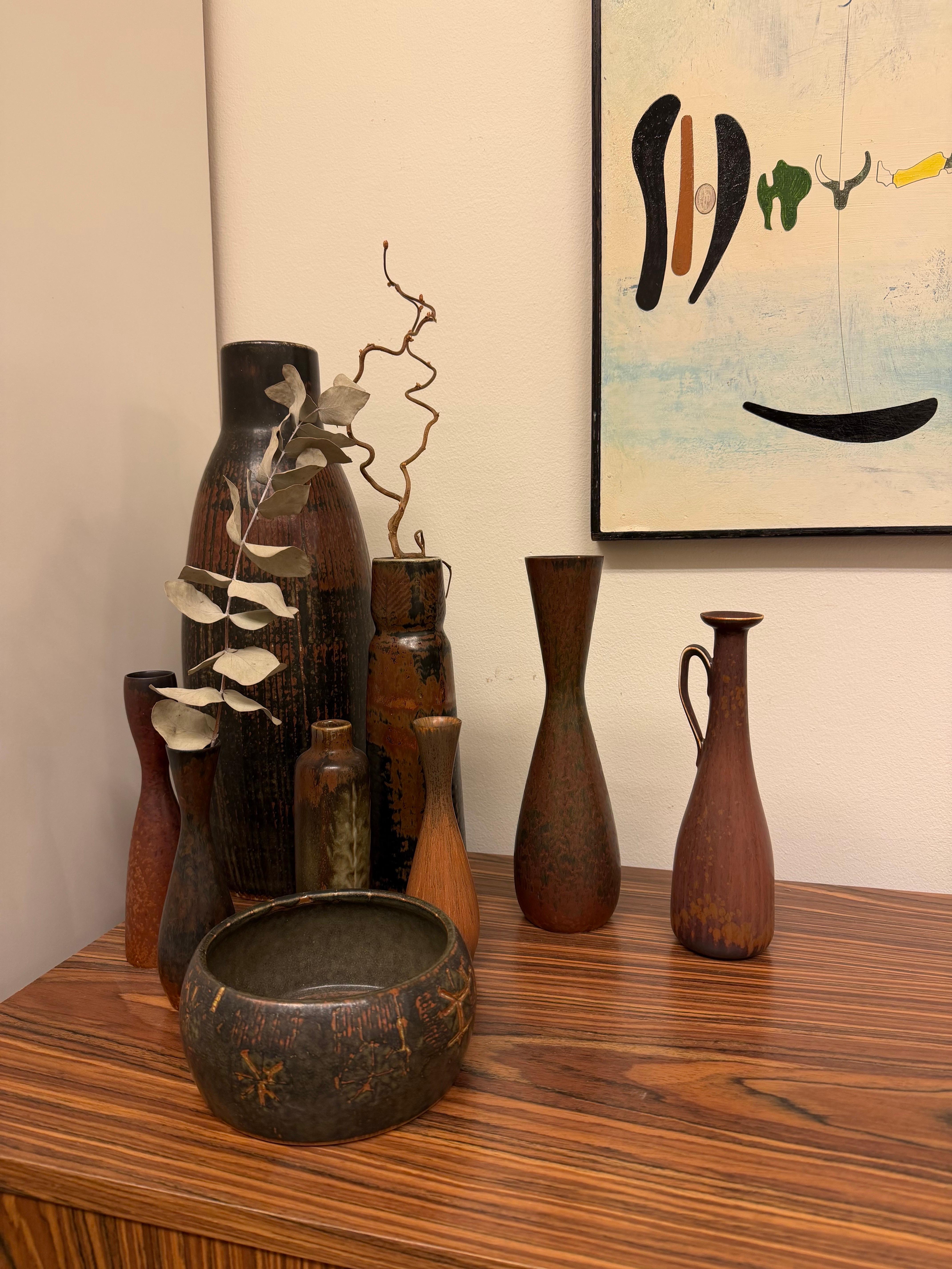 Ceramica Vaso in ceramica marrone, Gunnar Nylund, Rörstrand, Scandinavo del Medio Evo in vendita