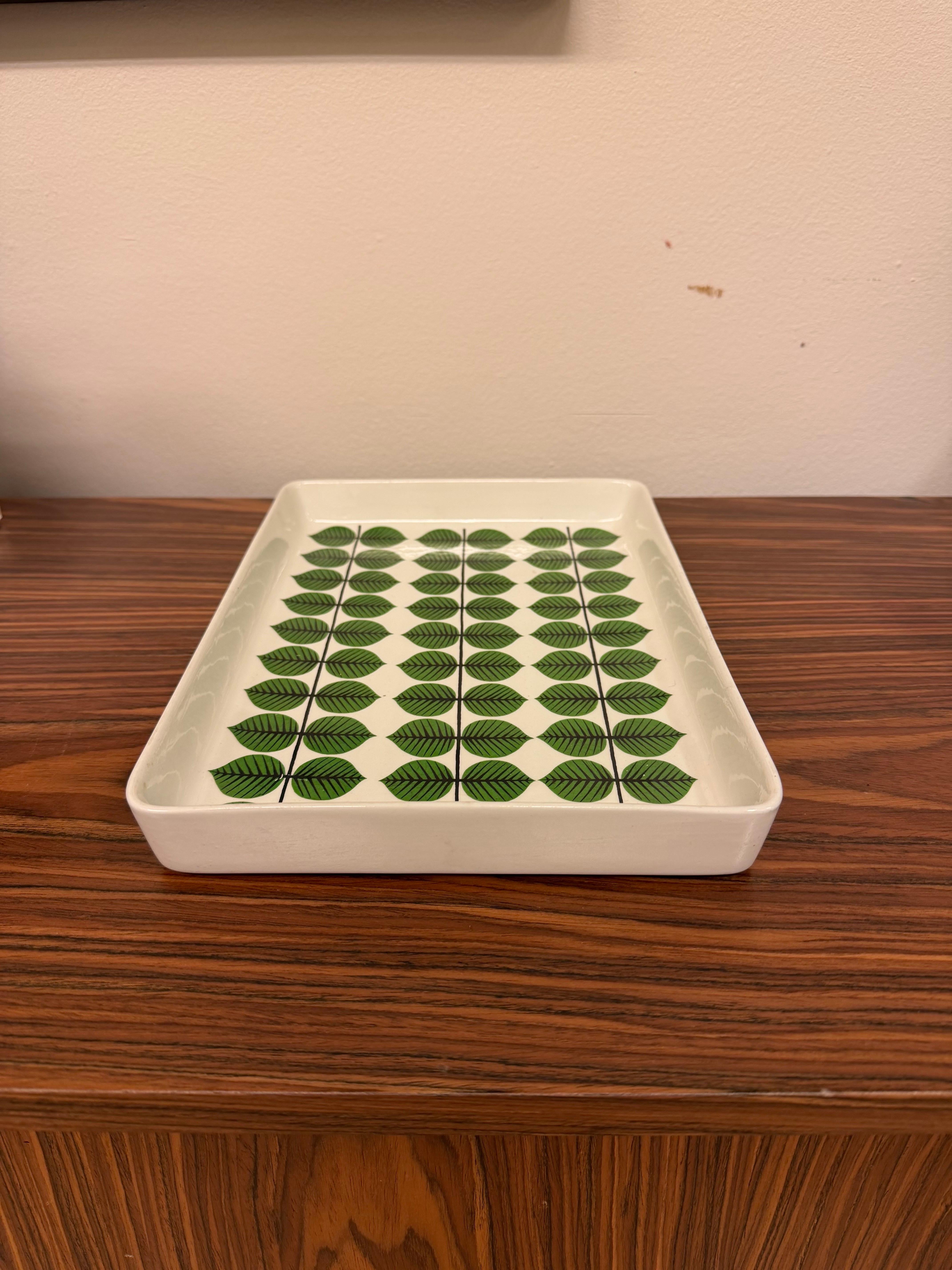 Porcelaine Plat de service, Stig Lindberg, Gustavsberg, Suède, Bers / Bersa, feuilles vertes en vente