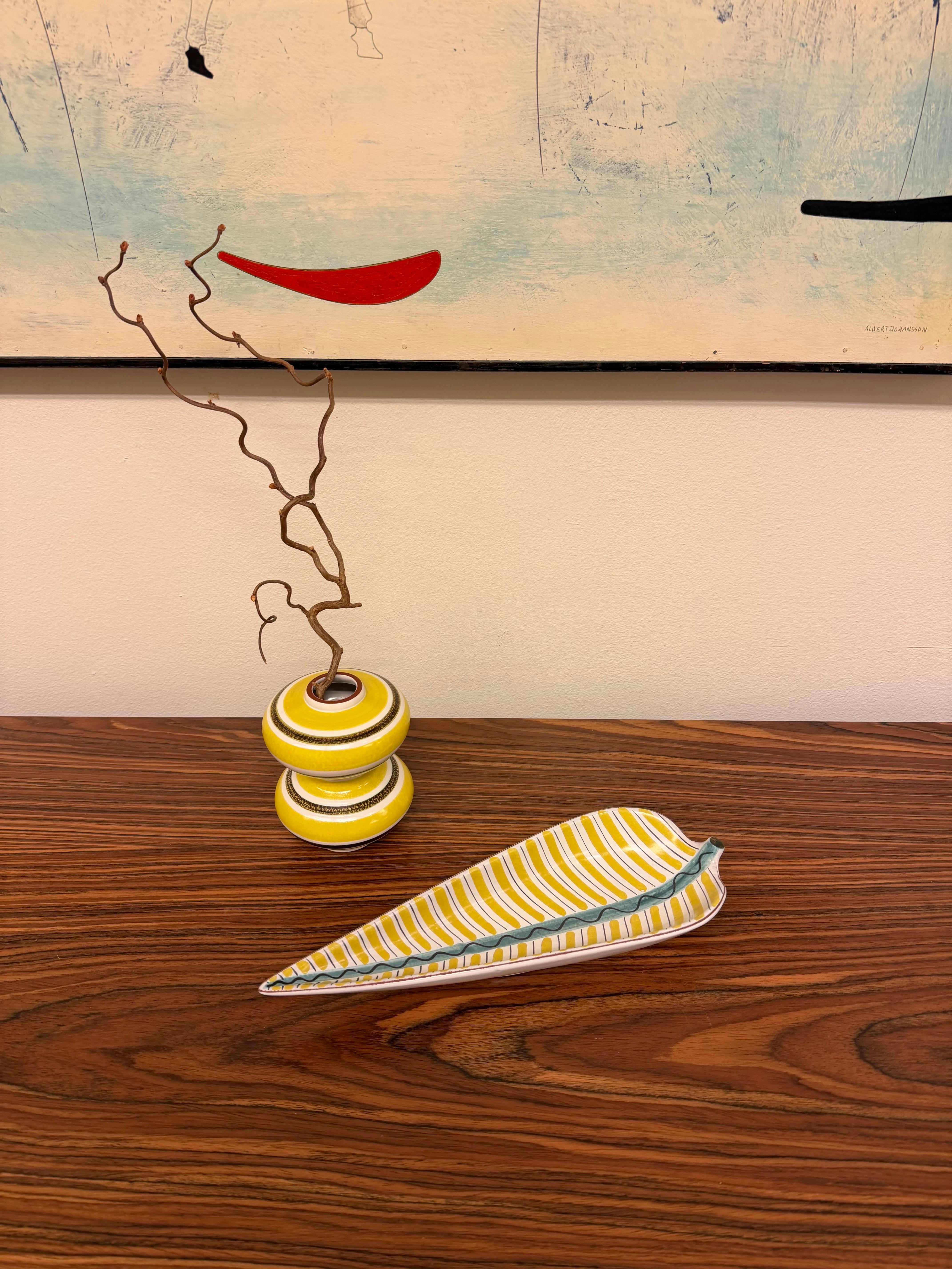 Blattförmige Servierschale aus Fayence von Stig Lindberg, Gustavsbergs Studio im Angebot 2