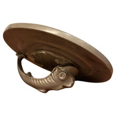 Hand Mirror in Pewter with Decor of Fish, Swedish Art Deco