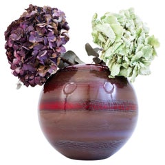 Gran jarrón redondo de cerámica roja única - Ingrid Atterberg, Suecia, 1979