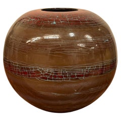A Large Round Red Unique Ceramic Vase - Ingrid Atterberg, Sweden, 1979