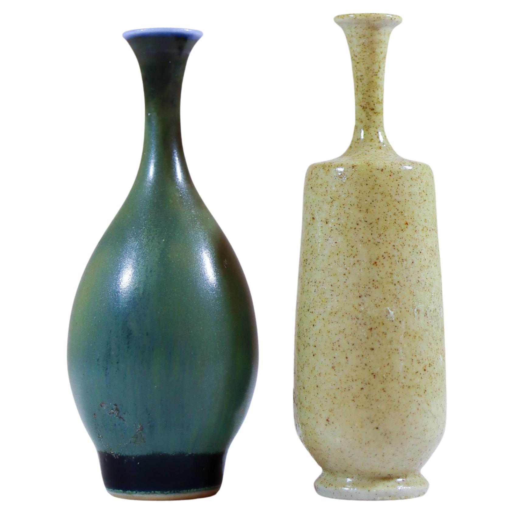 2 Miniature Ceramic Vessles / Vases - Höganäs Sweden