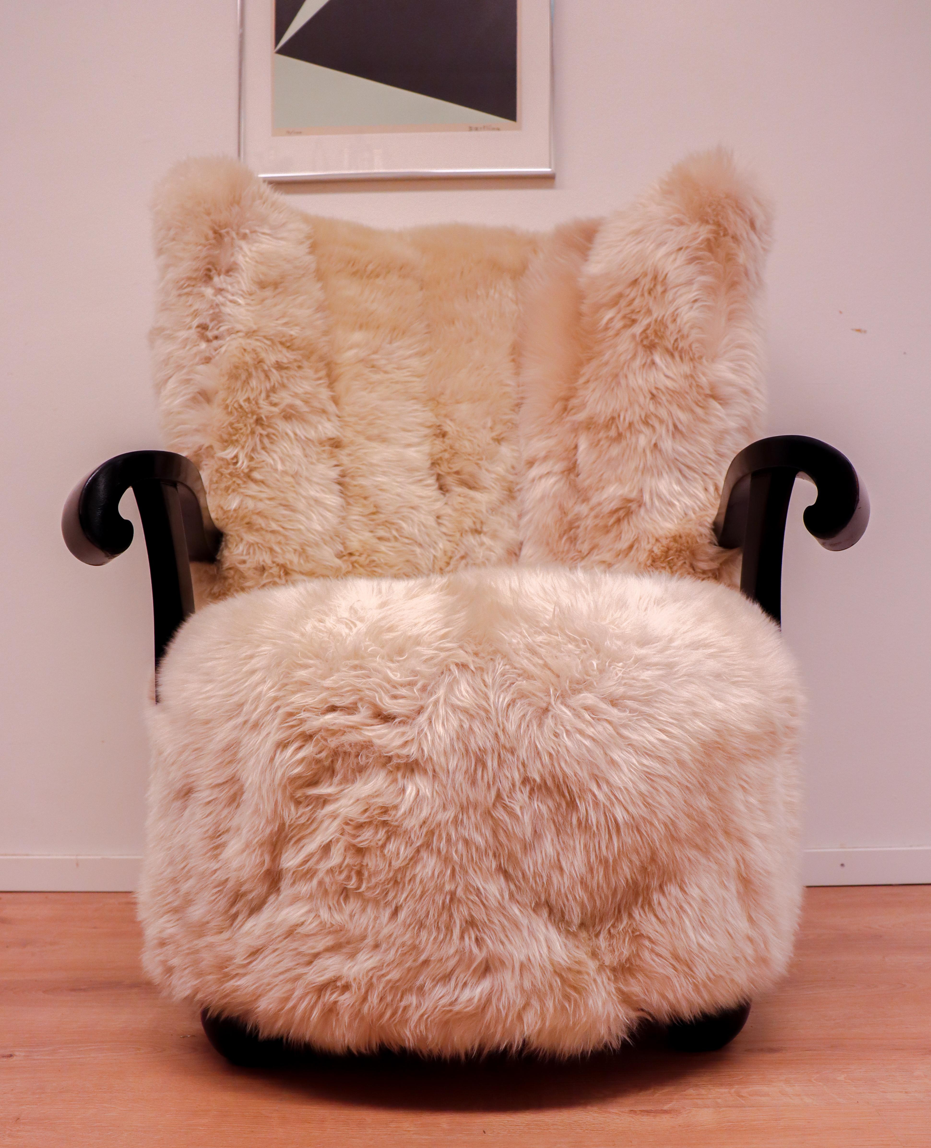 Cuir de mouton Chaise longue - Art déco - Sven Staaf & Staaf, Suède 1935  - Peau de mouton en vente