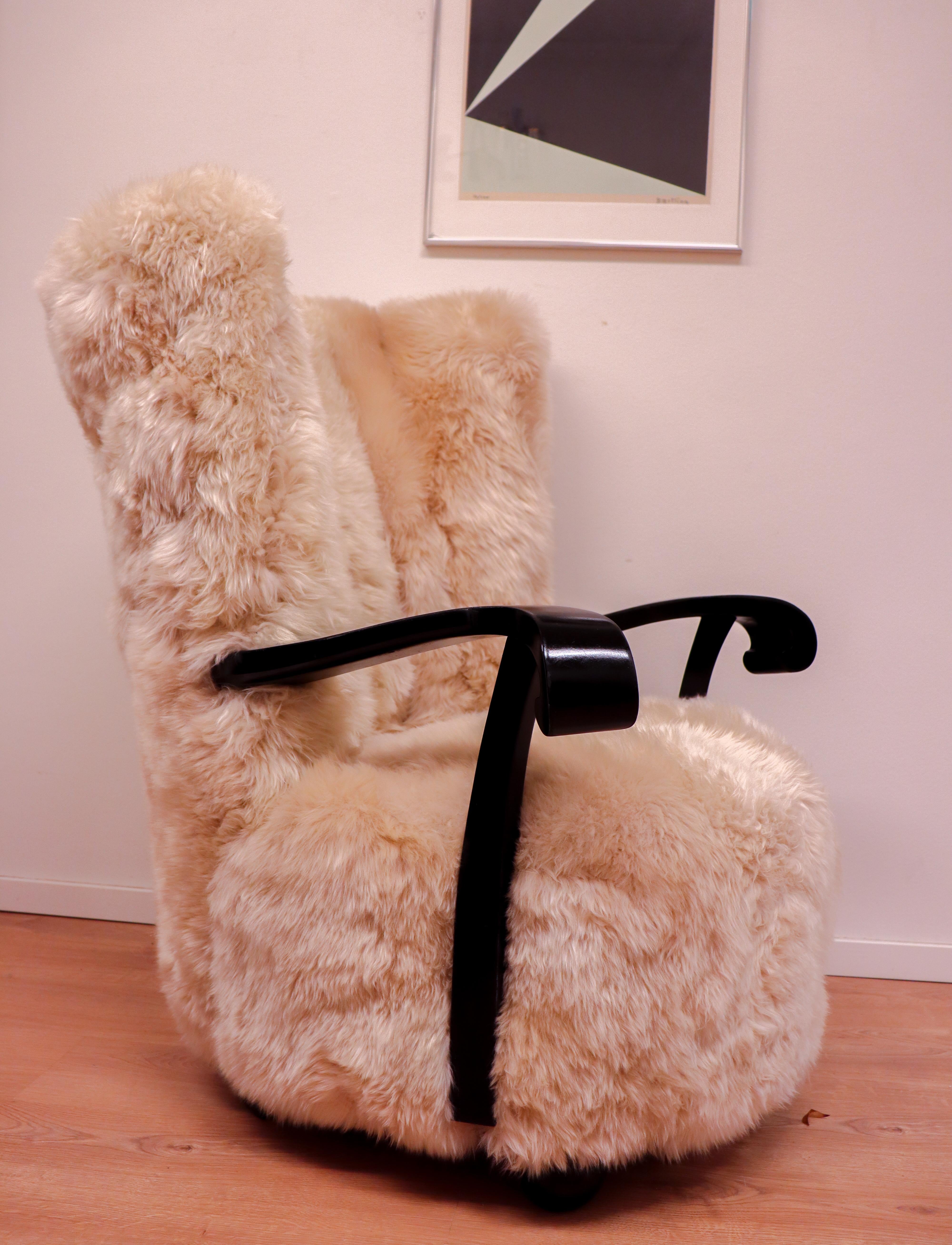 Chaise longue - Art déco - Sven Staaf & Staaf, Suède 1935  - Peau de mouton en vente 11
