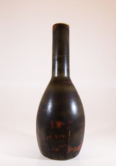 Black & Brown Ceramic Vase - Carl-Harry Stålhane - Rörstrand Midcentury Modern