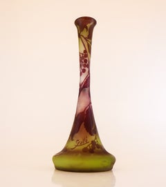 Art Nouveau - Émile Gallé - Green & Purple Glass Vase - France