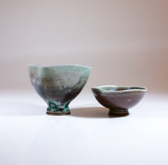 Two Miniature ceramic Bowls - Berndt Friberg - Aniara Glazed - Gustavsberg