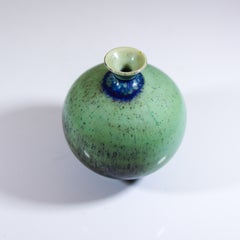Blue Miniature Stoneware Vase with Aniara Glaze Berndt Friberg Gustavsberg 1972