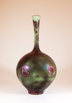 Isak Isaksson Purple & Green Ceramic Vase Crystalline Glaze Contemporary Artist