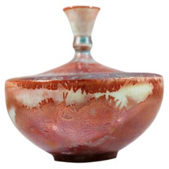 Isak Isaksson Red Vase with Lovely Crystalline Glaze - Contemporary Artist