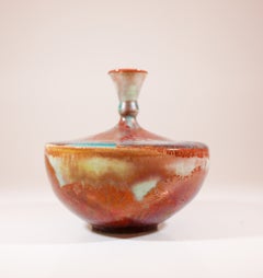 Isak Isaksson Red Vase with Lovely Crystalline Glaze - Contemporary Artist