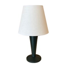 Art Deco Table Lamp in Hermes Green Leather, Manner of Jacques Adnet, 1940