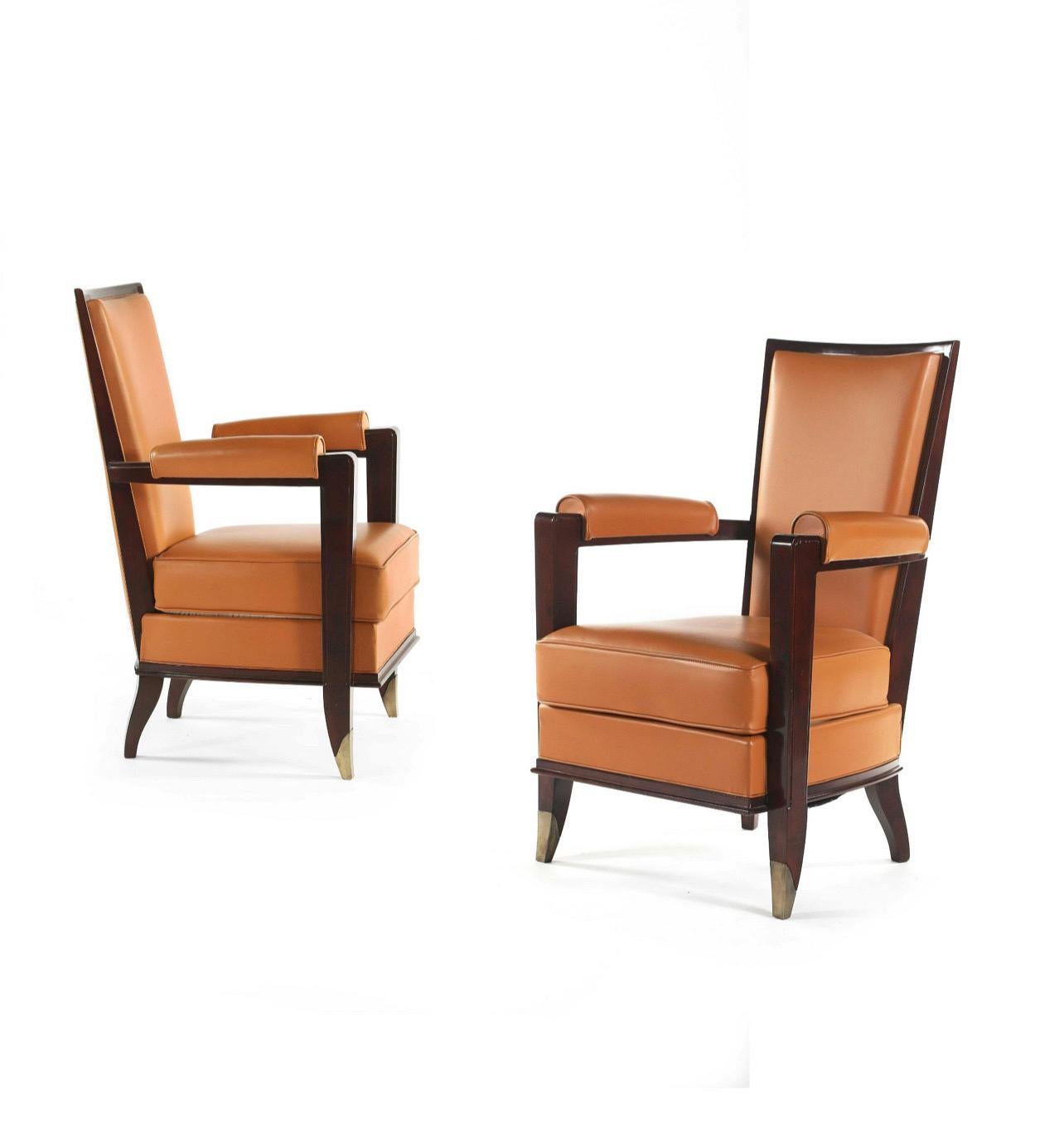 Art Deco Armchairs by Jean Pascaud For Sale 1