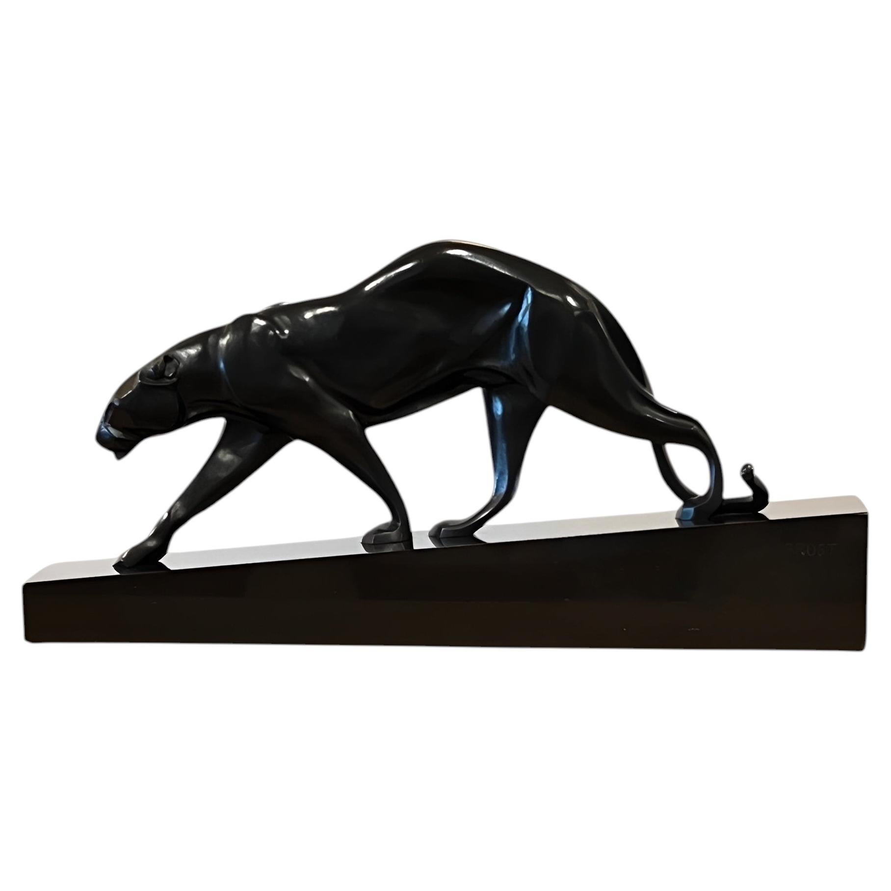 Art-Déco-Bronzeskulptur „La Panthère“ von Maurice Prost, Frankreich, 1930