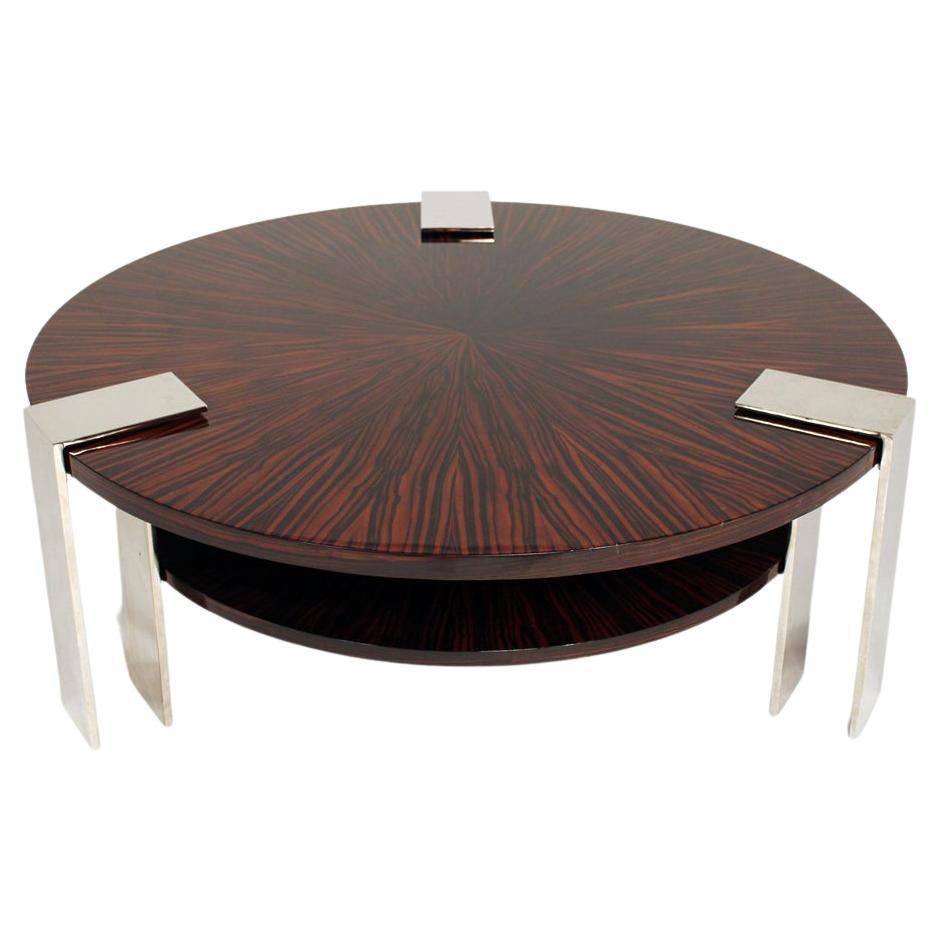Art Deco Macassar Round Coffee Table by Louis Sognot For Sale