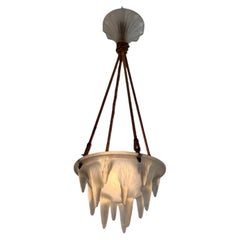 Lustre Art déco de René Lalique, verre dépoli, stalactite, 1923
