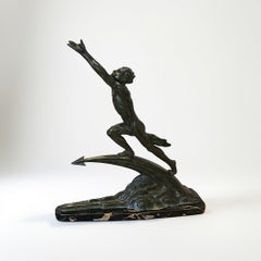 Frédéric C. Focht, “Prometheus” – French Art Deco Bronze on Marble Base 1930
