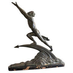 Frédéric C. Focht, “Prometheus” – French Art Deco Bronze on Marble Base 1930