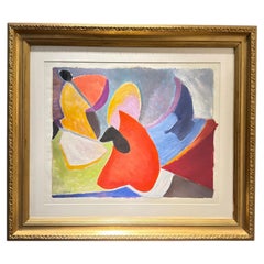 Vibrant Abstract Composition, Signed C. Riboud Circa: 1955