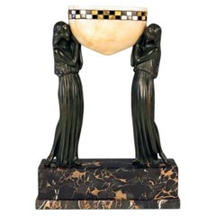Pierre Le Faguays "Les Porteuses d'Eau" Art Deco sculptural Luminaire