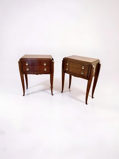 Pair of French Art Deco Mahogany Bedside Tables, France, 1940s