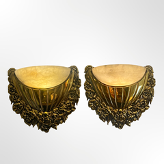 Pair of Bronze and Alabaster Wall Sconces, Attributed to Sue et Mare.