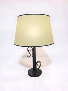 Michel Zadounaïsky Art Deco Wrought Iron Table Lamp, France, circa 1930