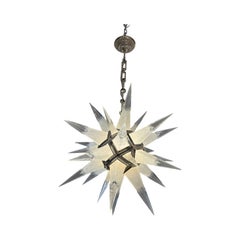 Czech Art Deco Starburst Chandelier, Circa 1930, Distributed by C.J. Weinstein