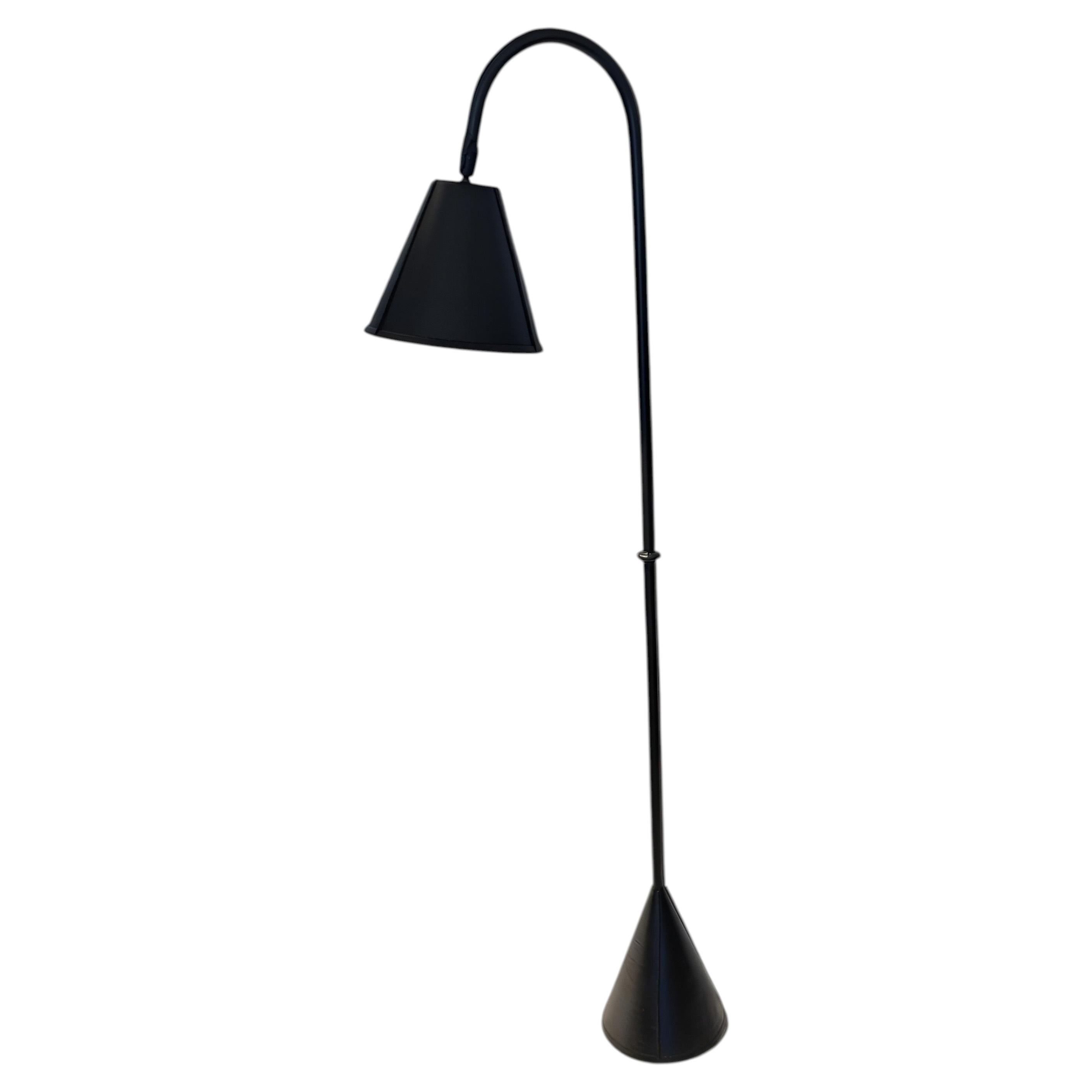 Mit Leder bezogene Stehlampe im Stil von Jacques Adnet, 1950