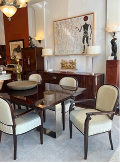 Sechser-Set Jules-Leleu-Sessel aus Palisanderholz, Art déco, Frankreich, um 1935–1940