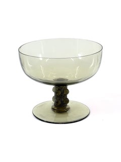 R. Lalique "Saint-Denis" Smoke Grey Glass Tazza, No. 388
