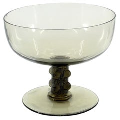 R. Lalique "Saint-Denis" Smoke Grey Glass Tazza, No. 388