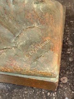 Art Deco Bronzed Terracotta Sculpture "The Fisherman" by Ugo Cipriani, France