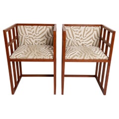 Pareja de sillones de salón Art Decó de mediados de siglo Sillas auxiliares, Francia, circa 1950