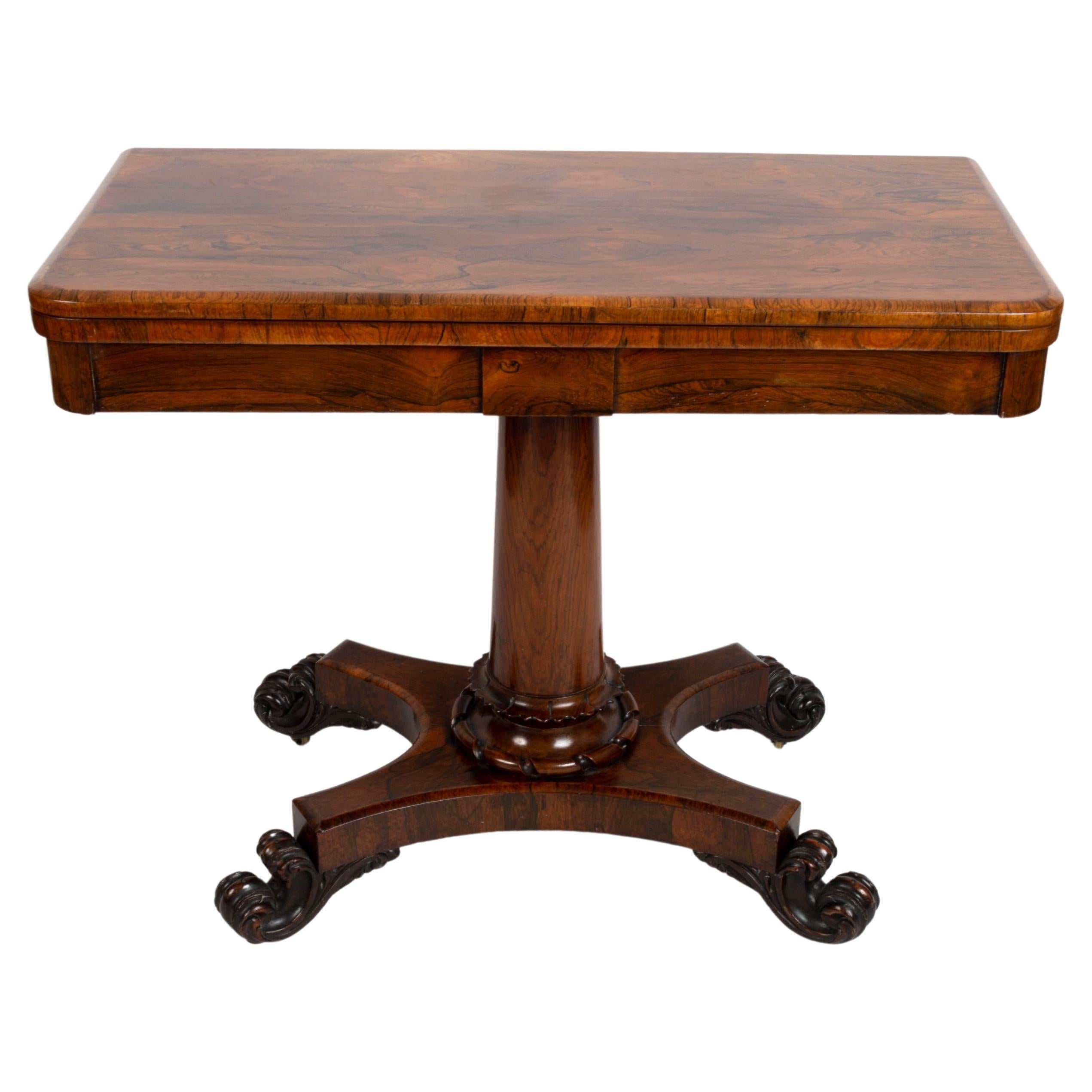 Antique English George IV Rosewood Card Table by James Winter London, C.1825
