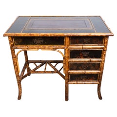 Antique 19th Century Anglo-Chinese Bamboo Lacquered Desk