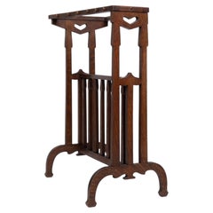 Antique English Arts and Crafts Oak Towel Rail, Cotswold School, C.1900