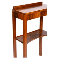 English Art Deco Two-Tier Console Lamp Table, Walnut, Heals, C.1930