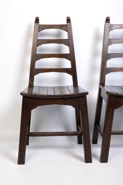 Pair English Arts & Crafts Oak Chairs Gimson & Barnsley Cotswold School C.1905