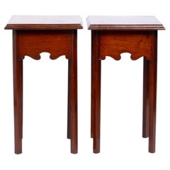 Pair of Antique English Georgian Revival Mahogany Bedside Lamp Tables C.1905