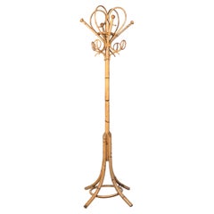 Mid-Century Italian Bamboo and Rattan Hat and Coat Stand Bonacina Manner C.1960