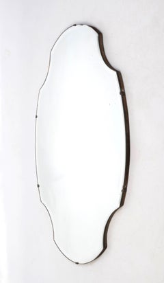 Large Art Deco 1940's Italian Shield Form Scalloped Mirror