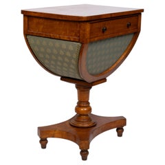 Antique English 19th Century Birdseye Maple Work Table Occasional Table C.1830
